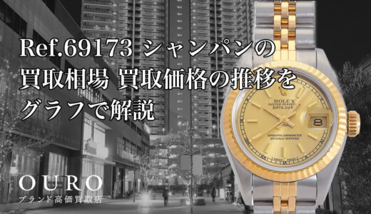 Ref.69173 シャンパンの買取相場｜買取価格の推移をグラフで解説【ロレックス レディデイトジャスト】