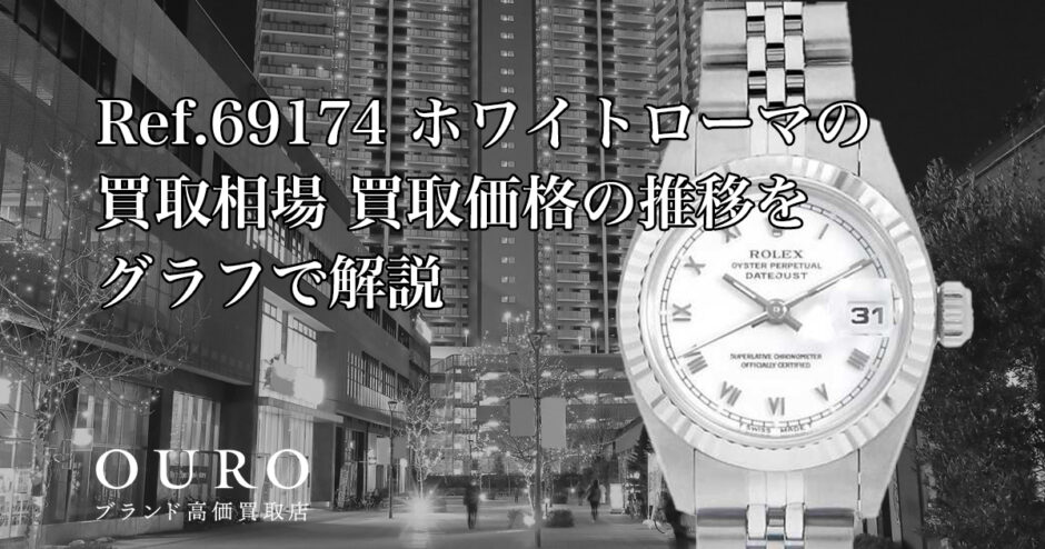 Ref.69174 ホワイトローマの買取相場｜買取価格の推移をグラフで解説【ロレックス レディデイトジャスト】